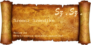 Szencz Szendike névjegykártya